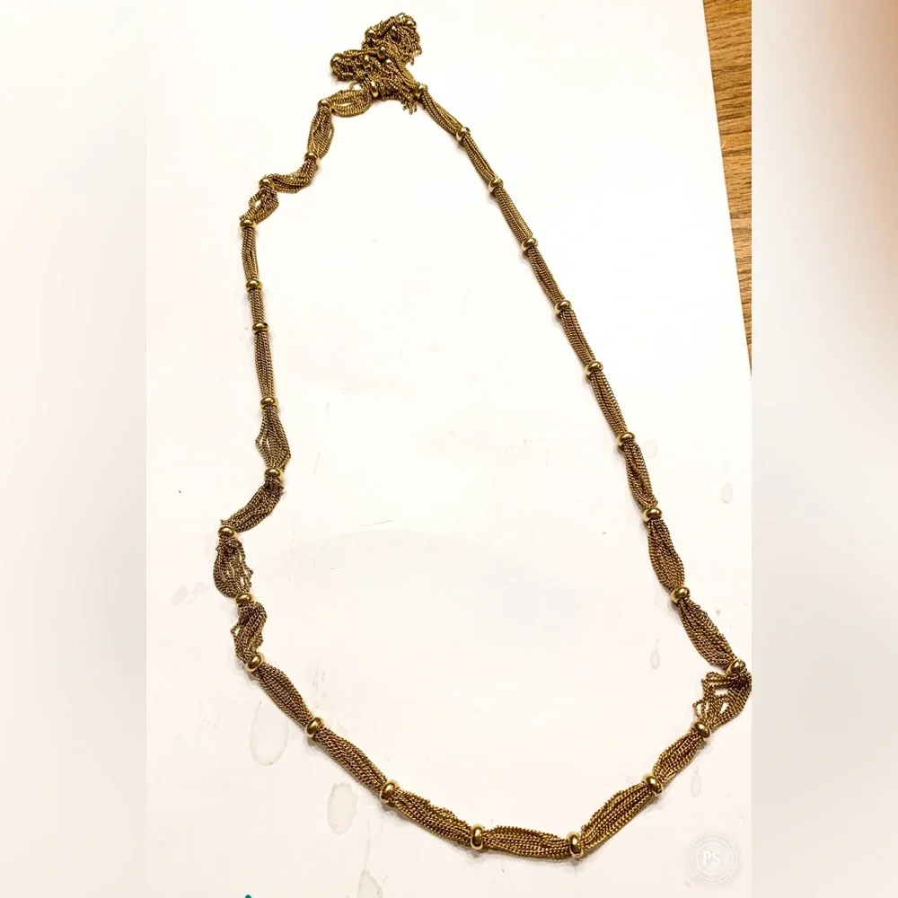 Vintage Gold Beaded Strand Necklace. - Picture 2 of 5